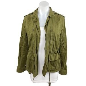 Forever 21 Olive Green Army Military Cargo Utility Windbreaker Jacket Coat  S